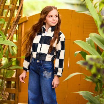 Jaqueta Infantil Menina Quadriculada Nanai 4 / Off White