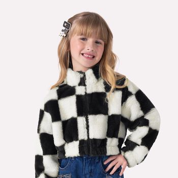 Jaqueta Infantil Menina Quadriculada Nanai 4 / Off White