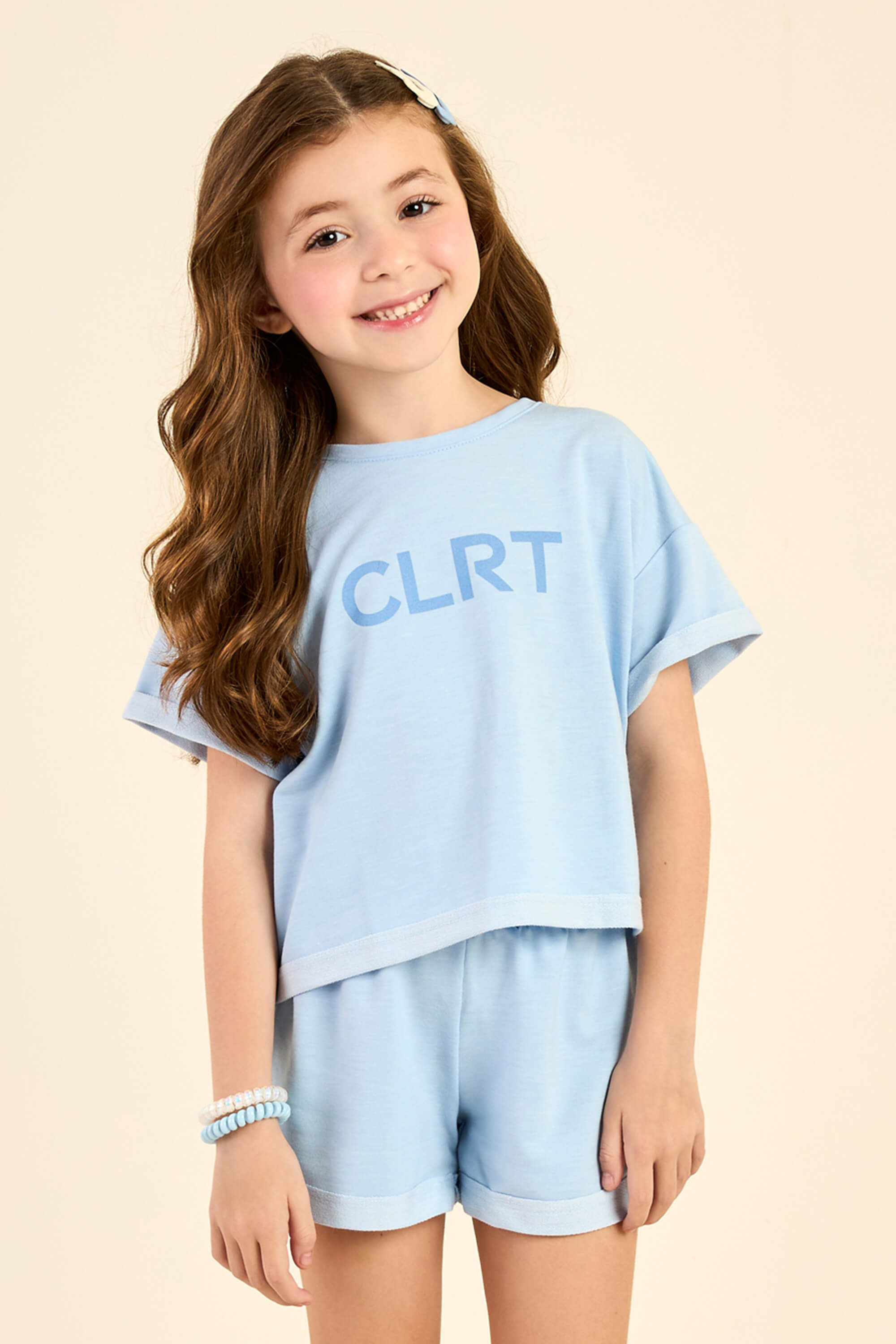 Conjunto Infantil Menina Blusa e Shorts Colorittá Azul
