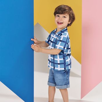 Camisa Infantil Menino Xadrez Kyly 1 / Azul