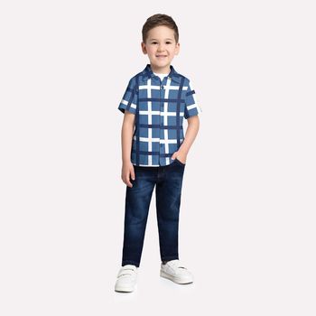 Camisa Infantil Menino Xadrez Kyly 1 / Azul