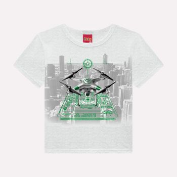 Camiseta Infantil Menino Drone Kyly 4 / Mescla White