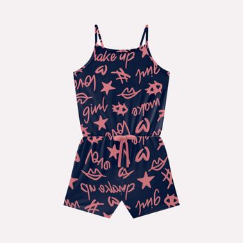 Macaquinho Infantil Menina Estampado Kyly 4 / Marinho