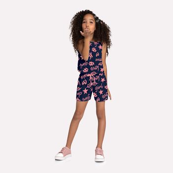 Macaquinho Infantil Menina Estampado Kyly 4 / Marinho