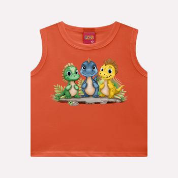 Regata Infantil Menino Dinossauros Kyly 1 / Laranja