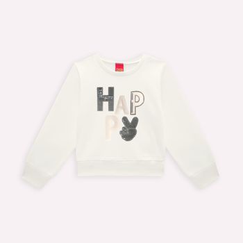 Casaco Cropped Infantil Menina Bordado Kyly 4 / Off White