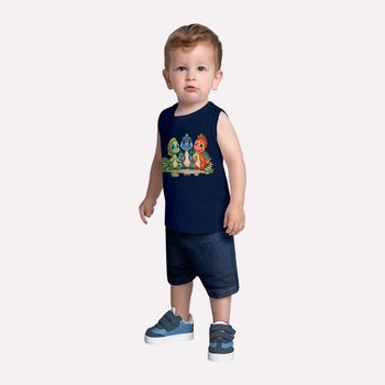 Regata Infantil Menino Dinossauros Kyly 1 / Laranja