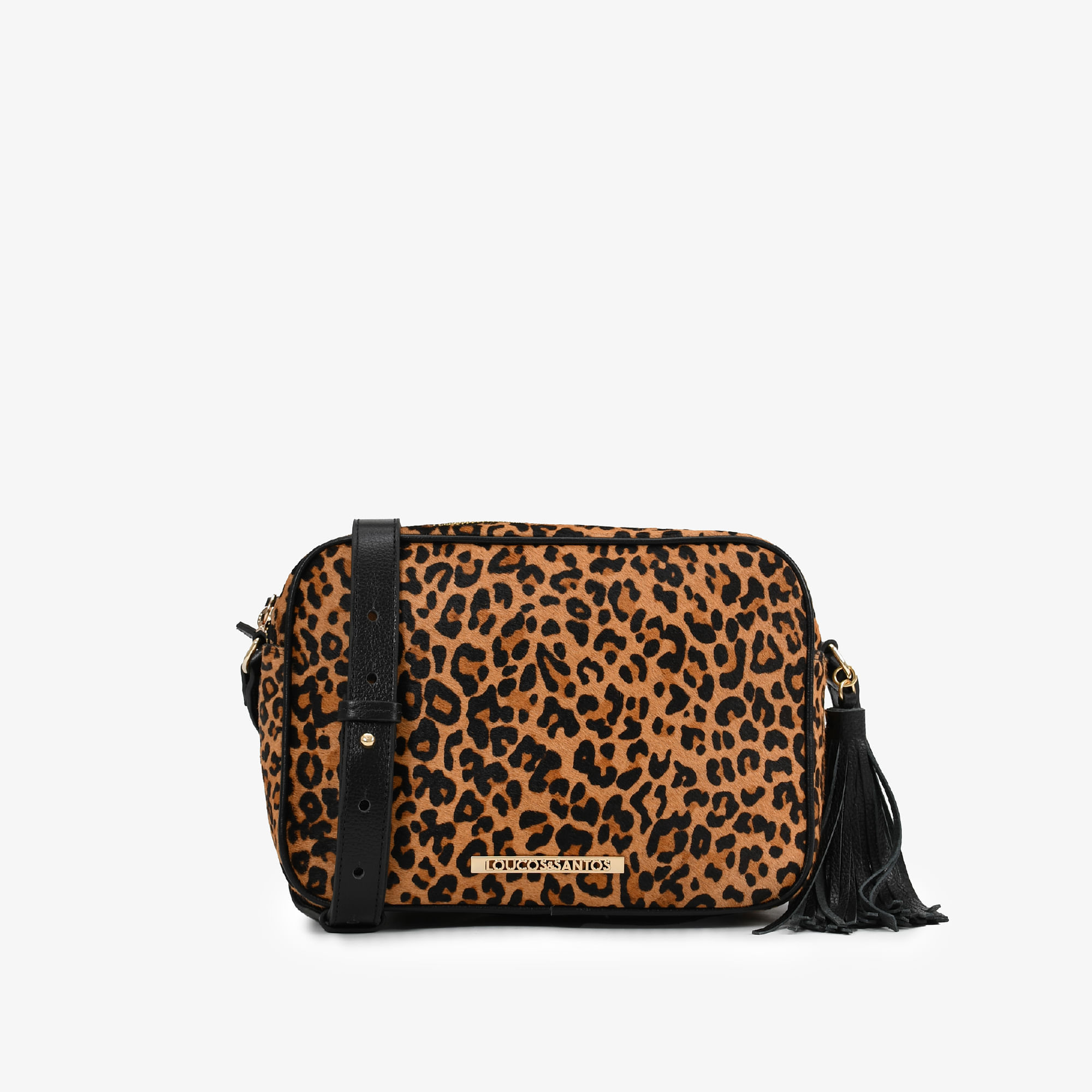 Bolsa Transversal Animal Print Leopardo Couro