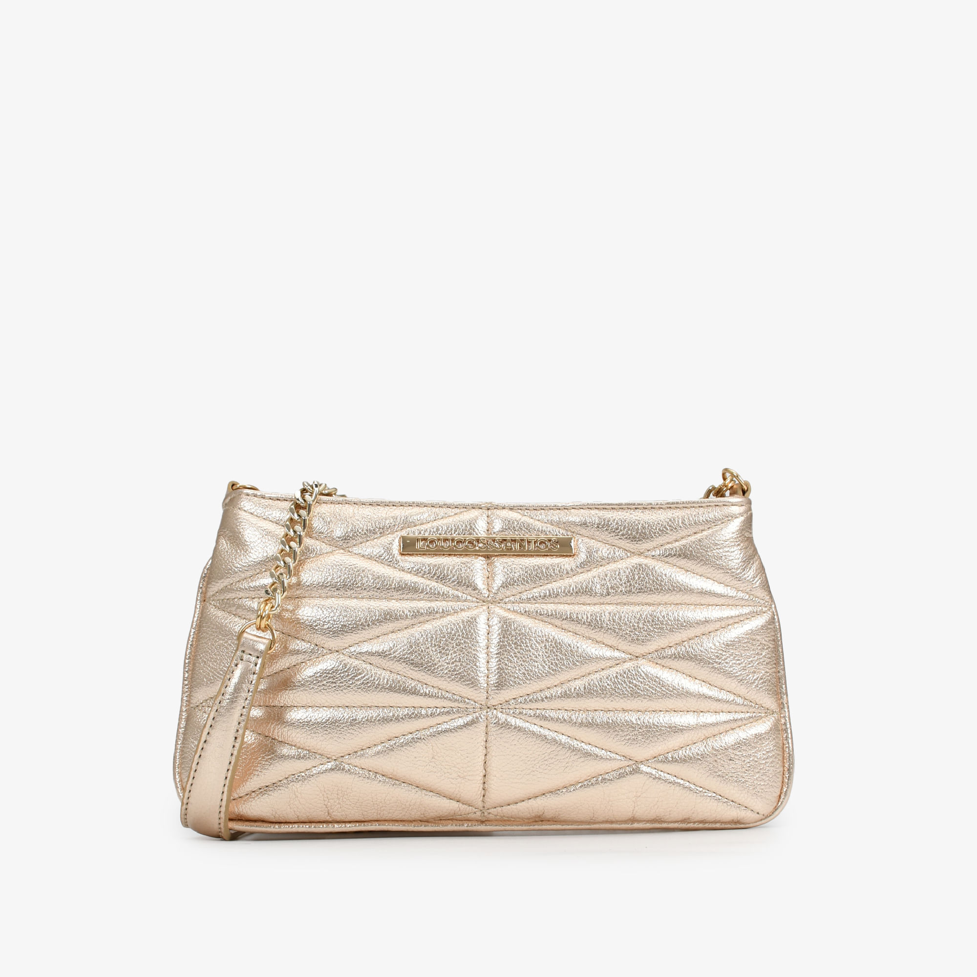 Bolsa Transversal Dourado Couro