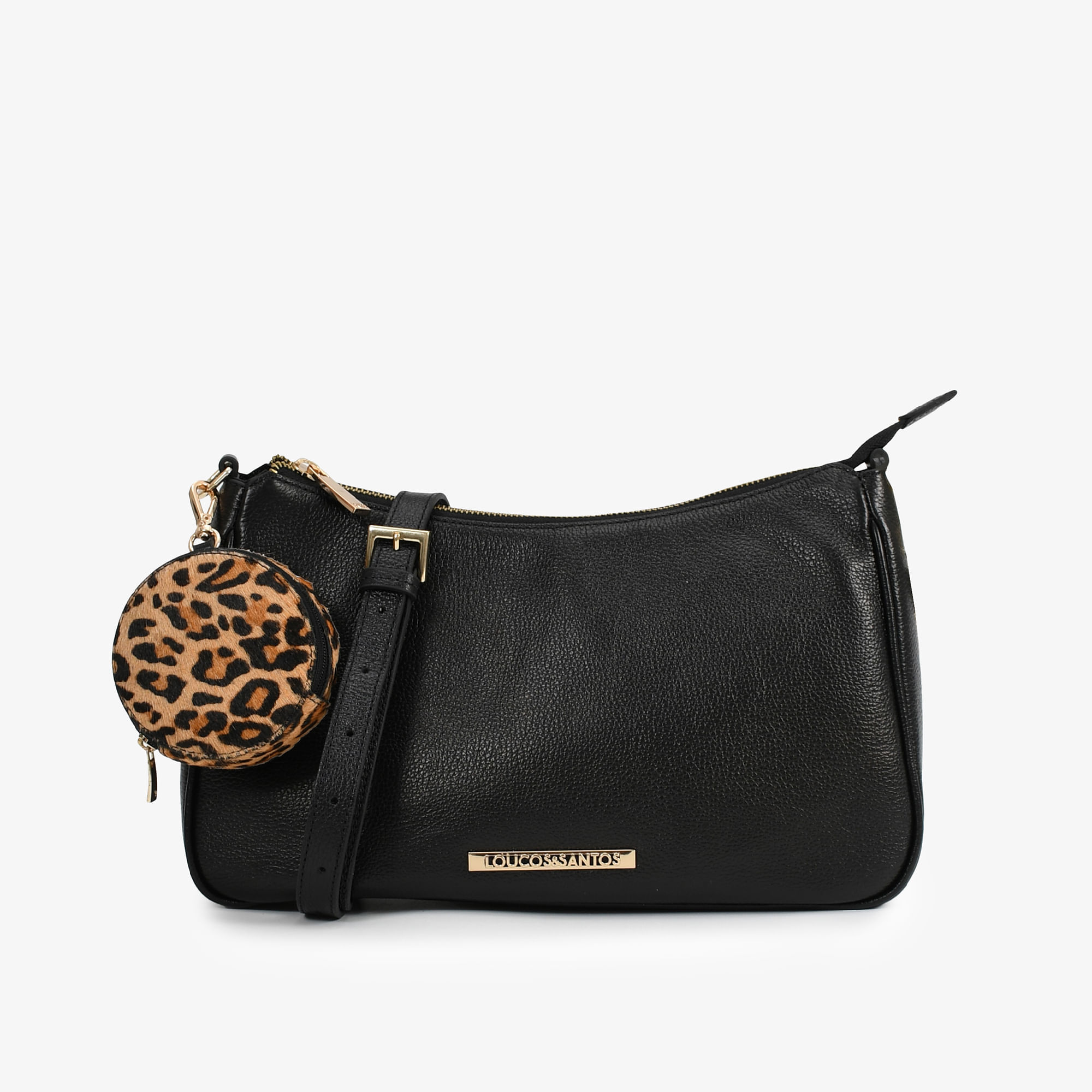 Bolsa Hobo Preto Bag Charm Couro