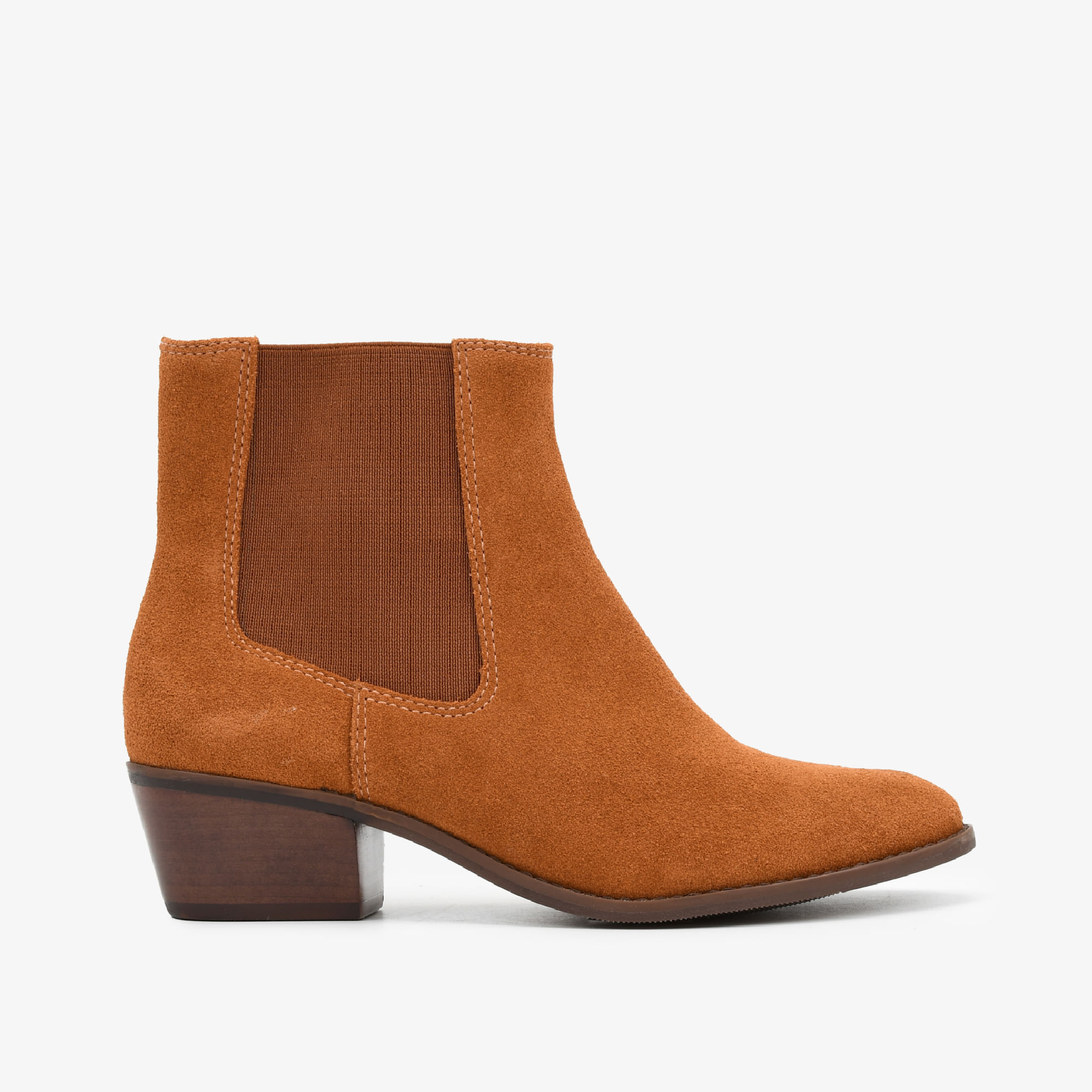 Bota Caramelo Licor Cano Curto Elástico Camurça