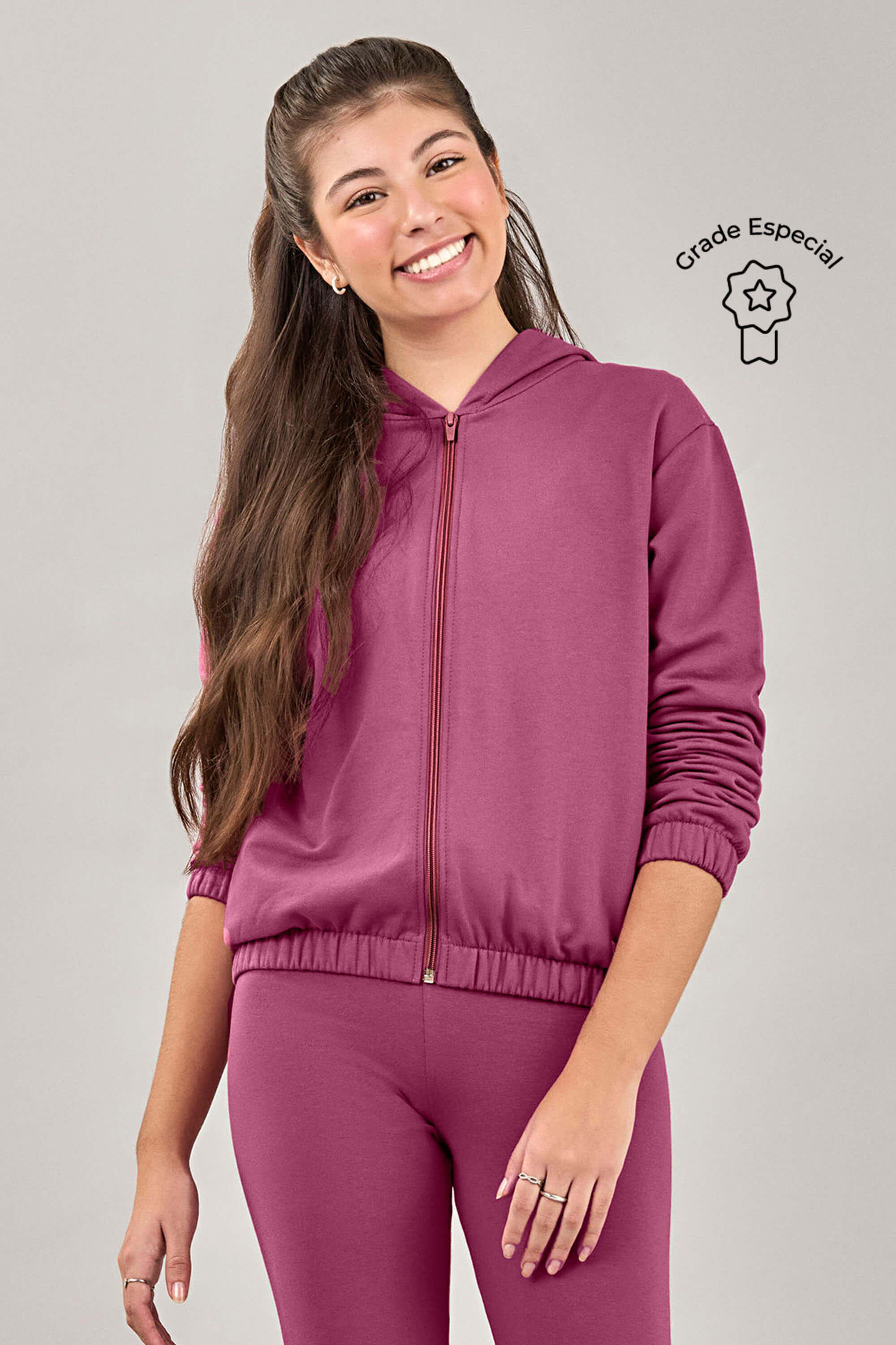 Jaqueta Básica Juvenil Menina Moletom Beats Rosa