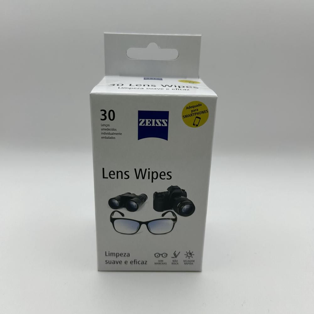 Lenços Umedecidos Limpa Lentes de Óculos Zeiss Lens Wipes C/ 30