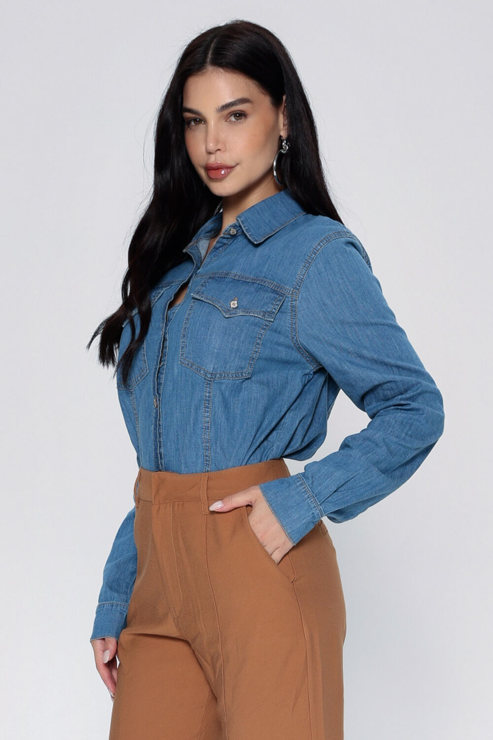 CAMISA JEANS ACINTURADA