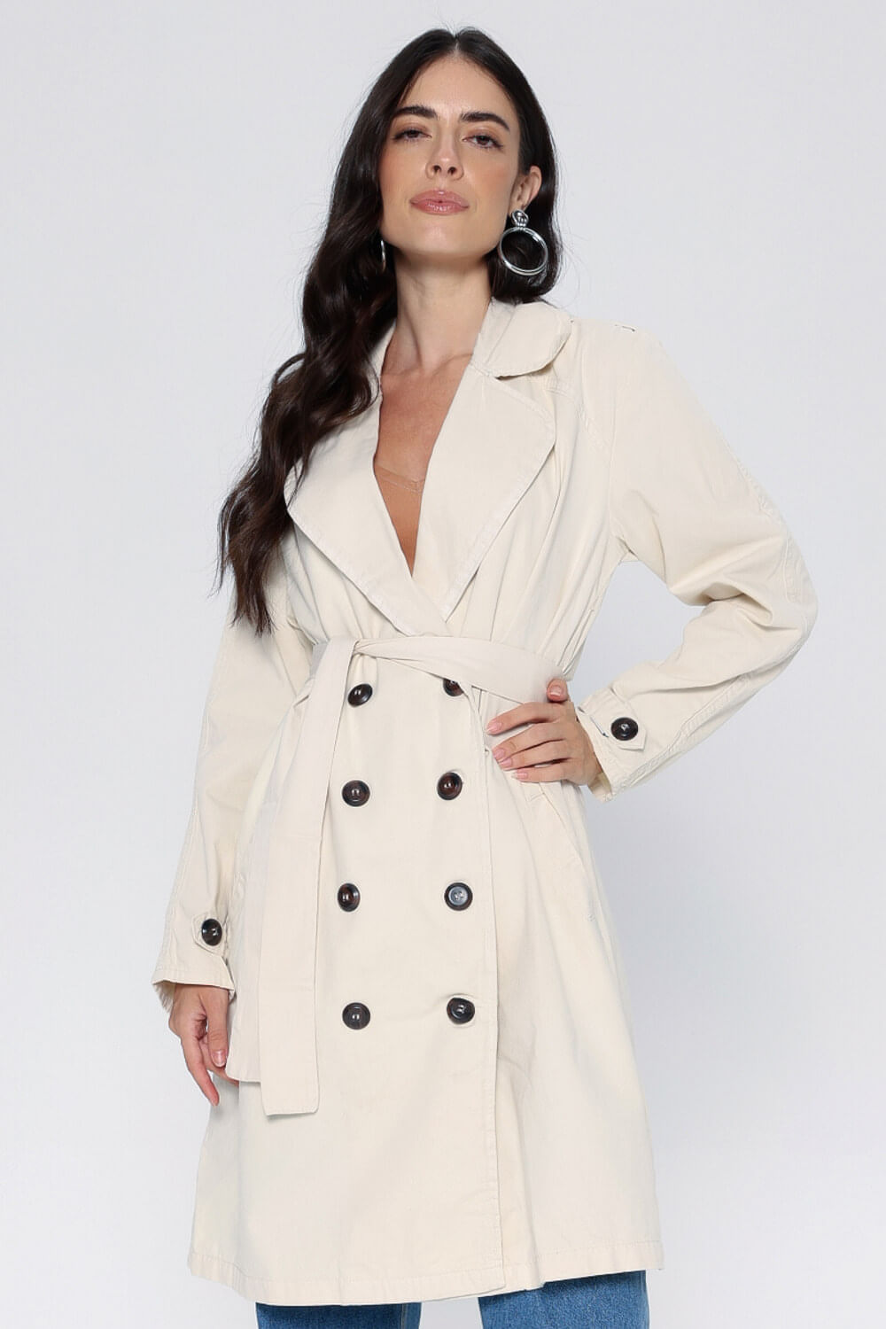Trench Coat Denim Fashion Bege