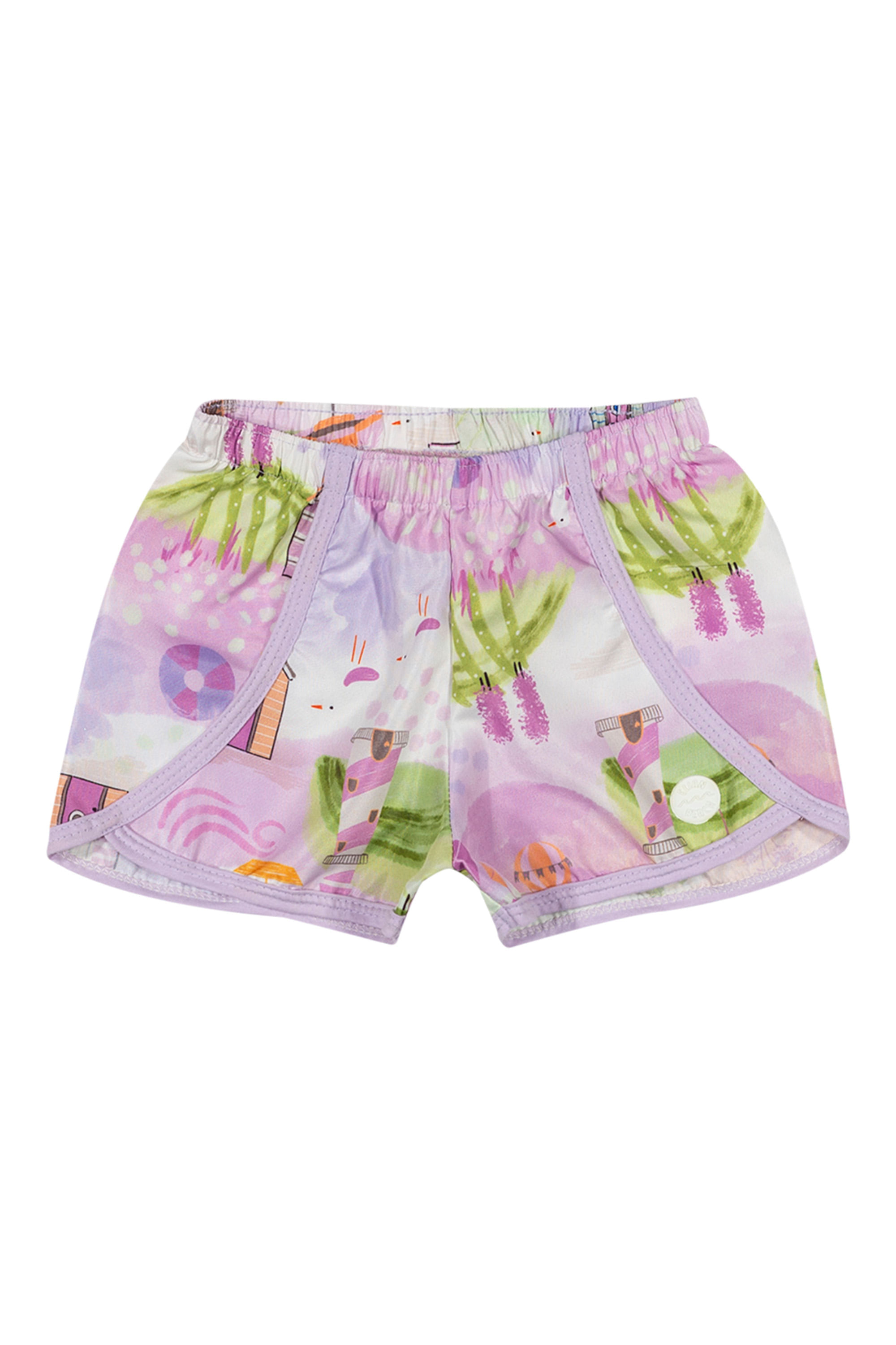 Shorts Infantil Menina Moda Praia Elian Lilás
