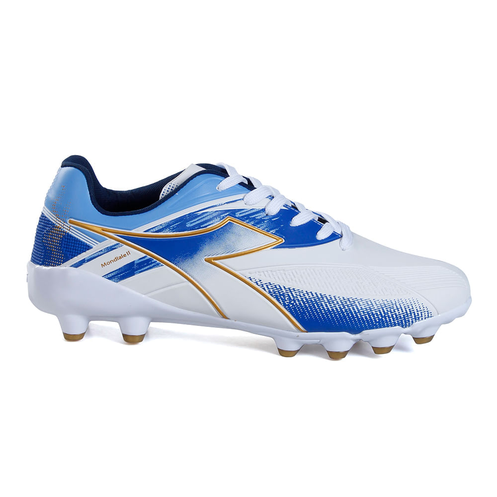 Chuteira Unissex Diadora Mondiale II Campo Branco e Azul