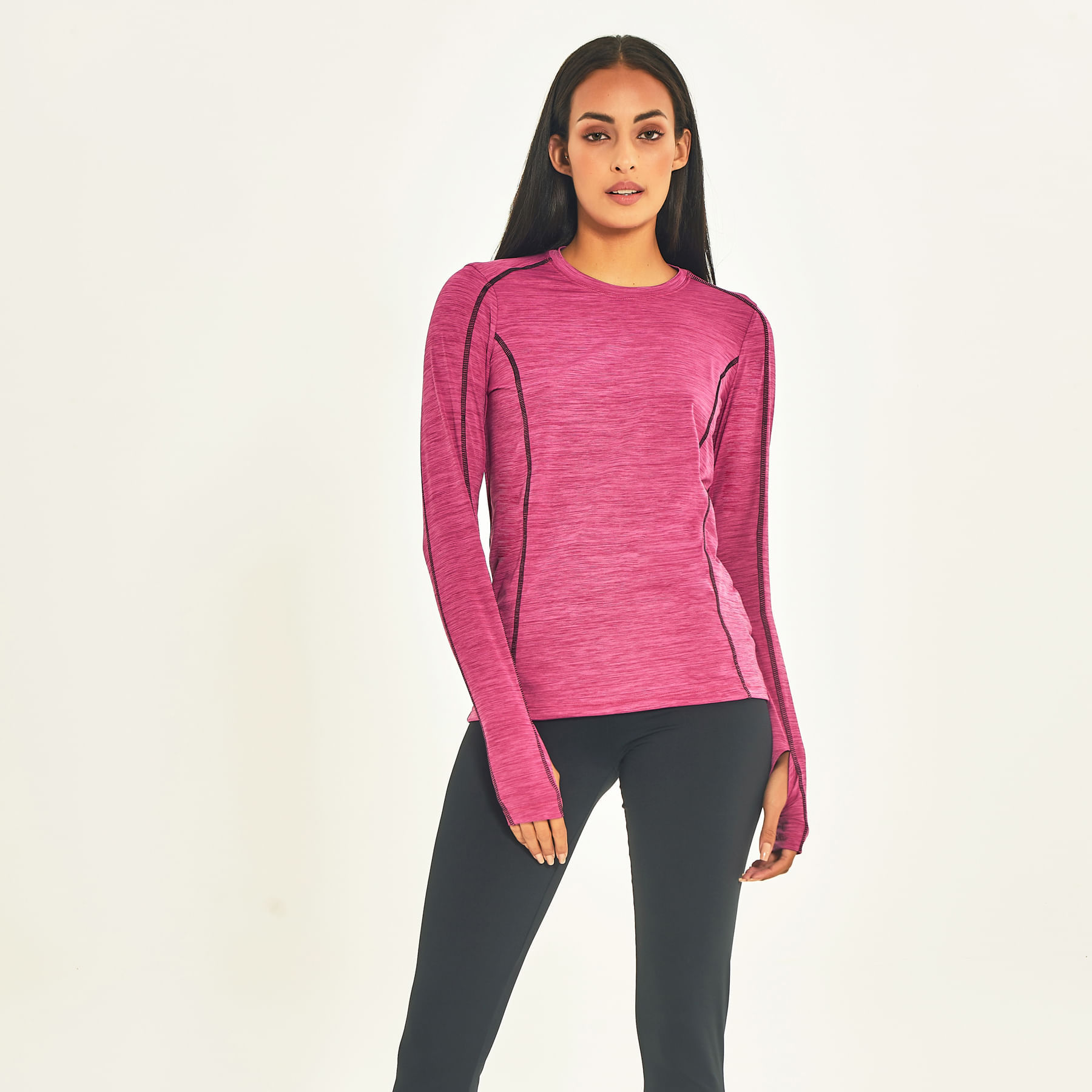 Camisa UV Feminina Com Proteção Solar Flex Magenta/Preto