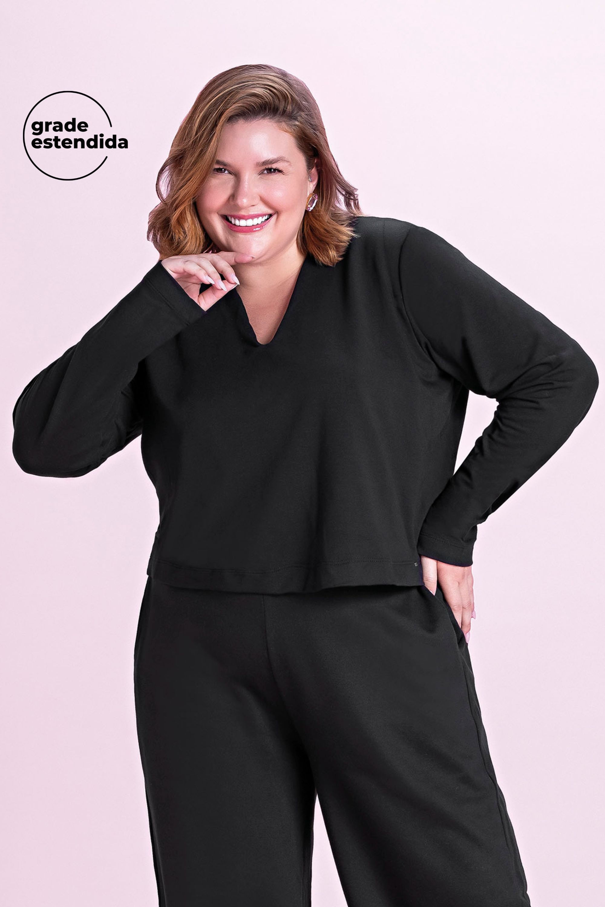 Blusa Feminina Decote V Marialícia  Preto
