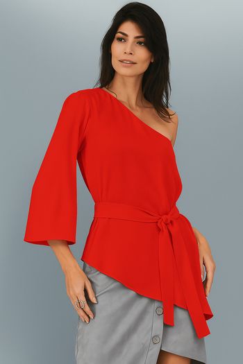 Blusa Feminina Ombro Único Jennifer Smk Vermelho Médio PP / Vermelho Médio
