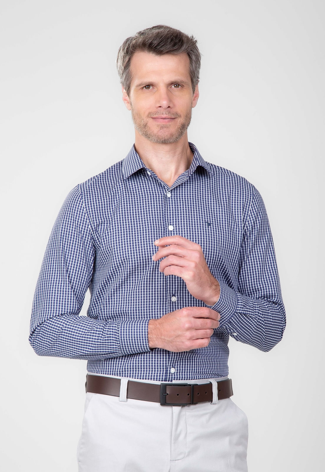 CAMISA TRAYMON XADREZ SLIM MANGA LONGA