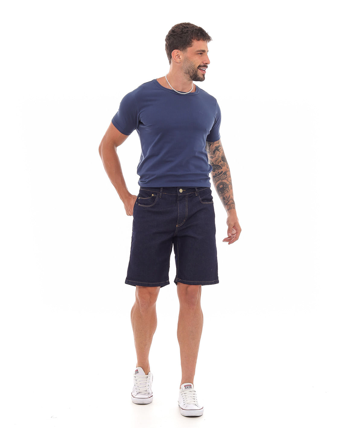 BERMUDA JEANS MASCULINA COM DETALHE NO ESPELHO 23481