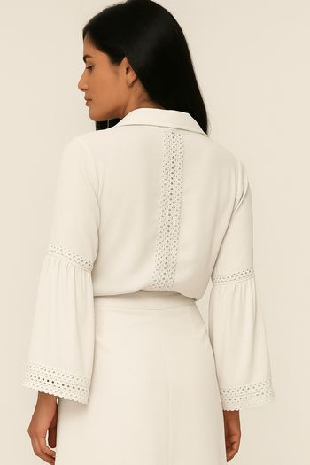 Camisa Feminina Rendada Smk Off White PP / Off White