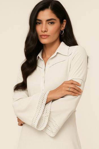 Camisa Feminina Rendada Smk Off White PP / Off White