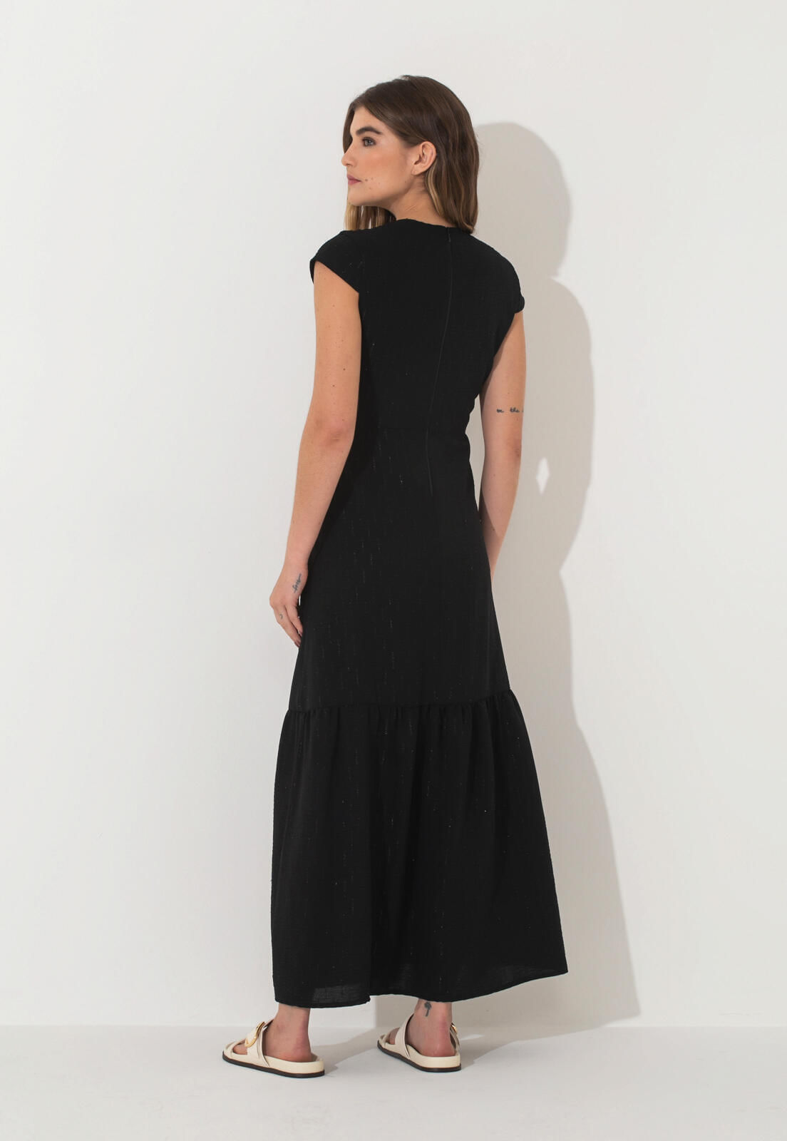 VESTIDO MIDI TRAYMON COM BABADO