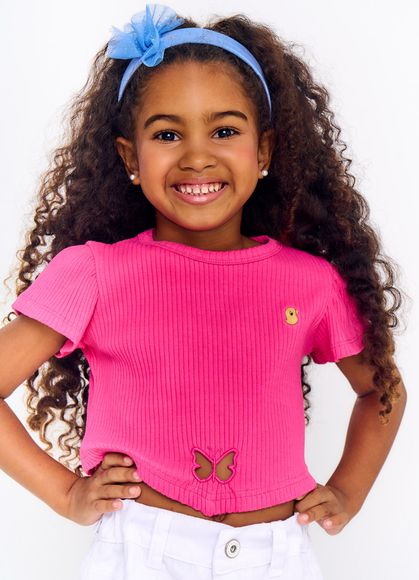 Blusa Infantil  Menina Estampa Borbojardim - Tam. 2 a 12 anos - Rosa Forte