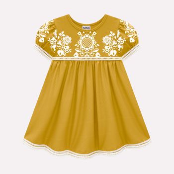 Vestido Infantil Menina Estampa Flor Nanai 2 / Caramelo