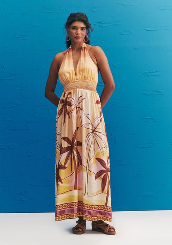 Vestido Midi Pala Lastex Estampado El Coquito P / BEGE
