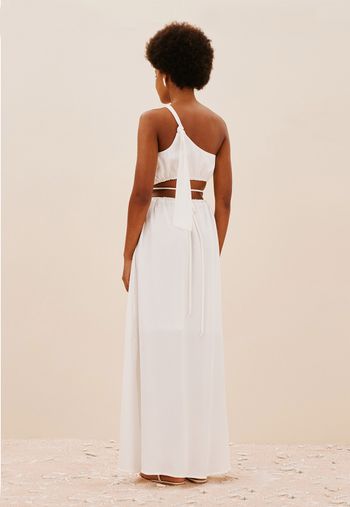 Vestido Longo com Argola Orgânica G / OFF WHITE
