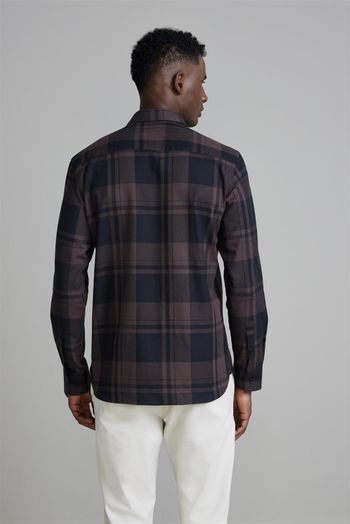 Camisa Xadrez Slim Fit - Marrom Café 3 / Marrom Café