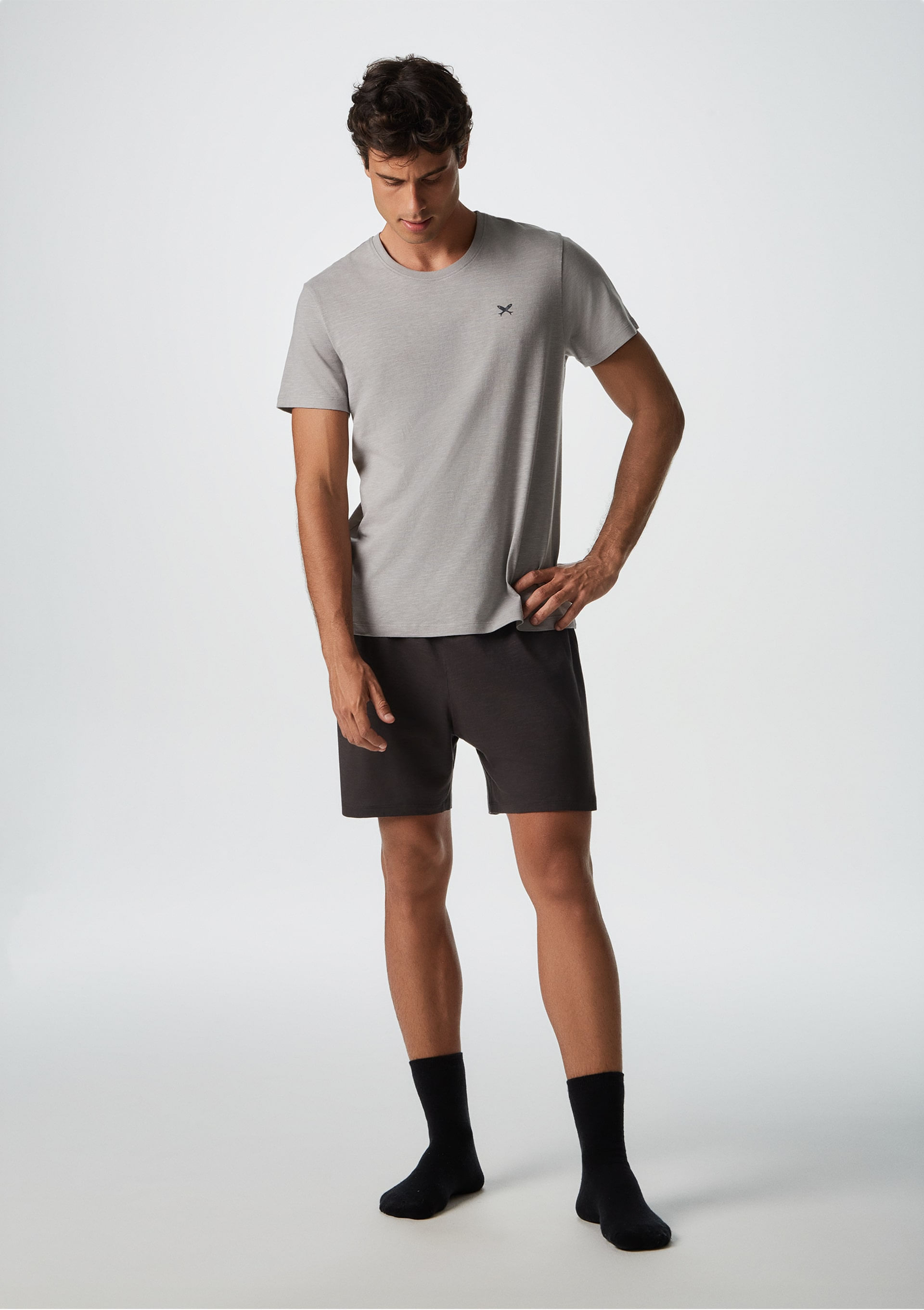 Pijama Curto Masculino Com Bordado