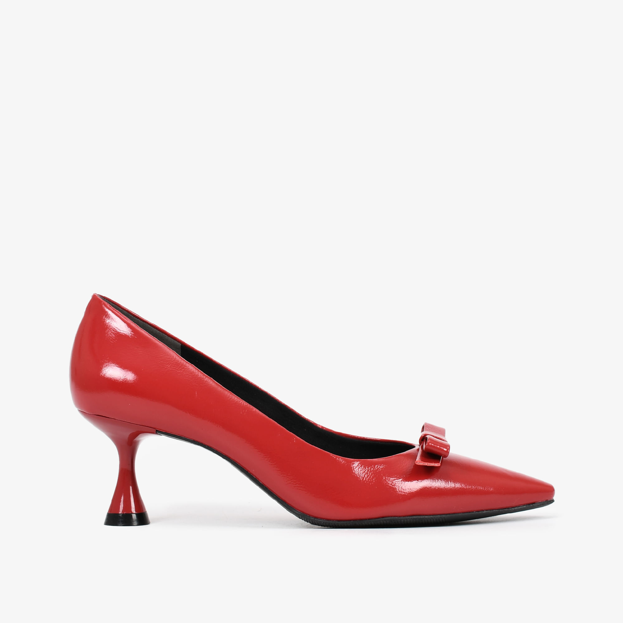Scarpin Vermelho Scarlet Salto Médio Fino Couro Brilhoso