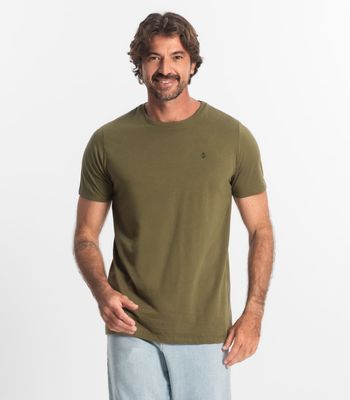 Camiseta Masculina Básica Meia Malha Diametro Verde P / Verde