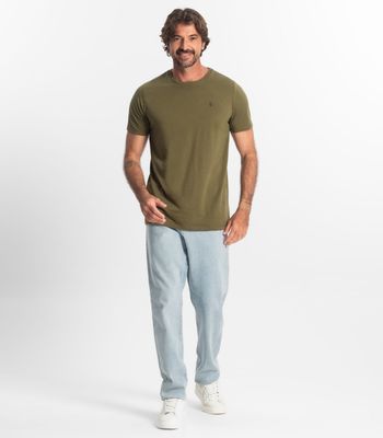 Camiseta Masculina Básica Meia Malha Diametro Verde P / Verde