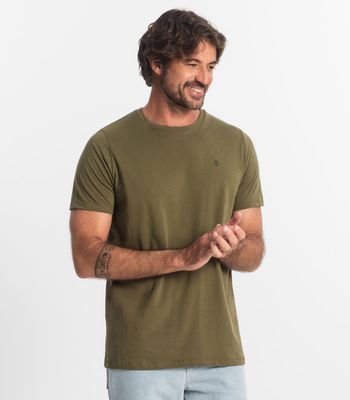 Camiseta Masculina Básica Meia Malha Diametro Verde P / Verde