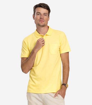 Polo Masculina Pique Diametro Amarelo P / Amarelo