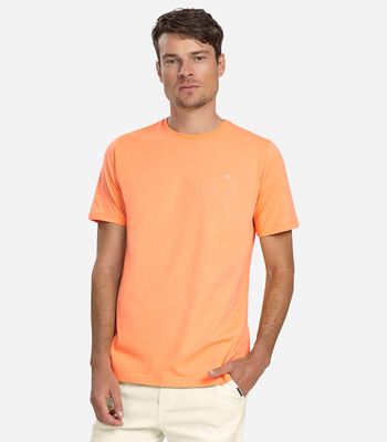 Camiseta Masculina Básica Meia Malha Diametro Laranja P / Laranja
