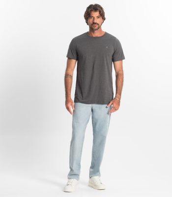 Camiseta Masculina Básica Malha Botonê Diametro Cinza P / Cinza