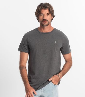Camiseta Masculina Básica Malha Botonê Diametro Cinza P / Cinza