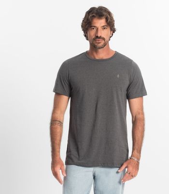 Camiseta Masculina Básica Malha Botonê Diametro Cinza P / Cinza