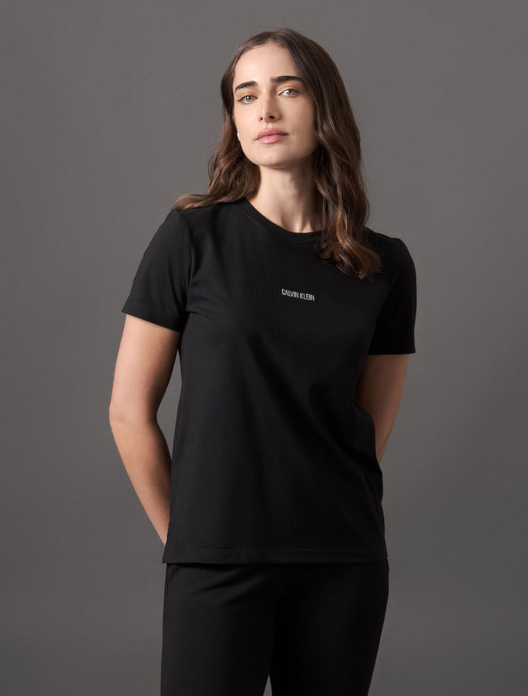 Logo Embossed Camisa Da Calvin Klein Feminina Camiseta Feminina