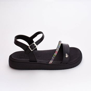 Sandália Infantil Kidy Mini Flat Form Com Strass Preto 23 / Preto