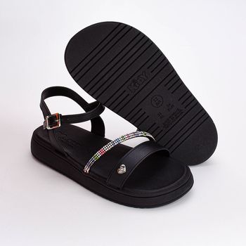 Sandália Infantil Kidy Mini Flat Form Com Strass Preto 23 / Preto