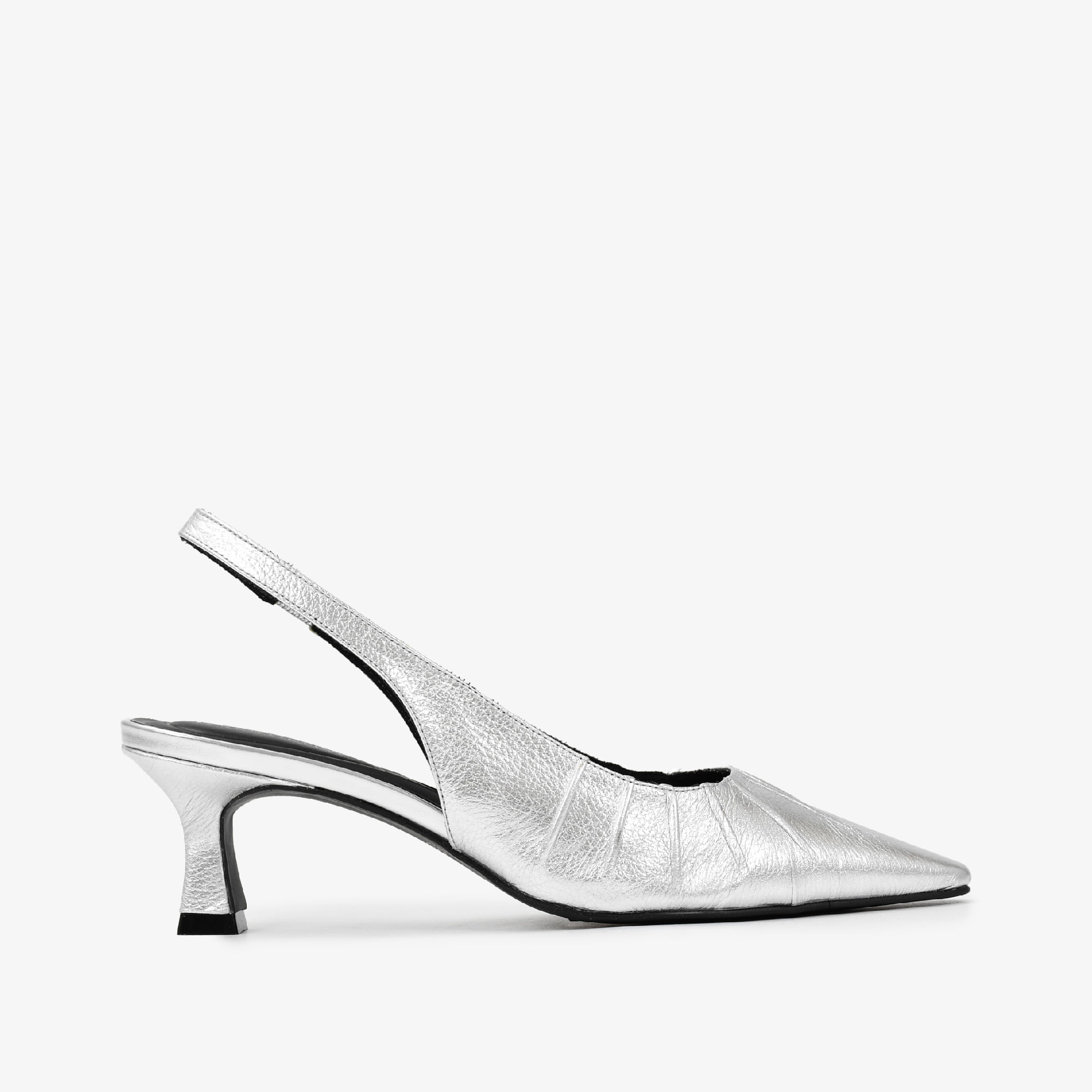 Slingback Prata Salto Médio