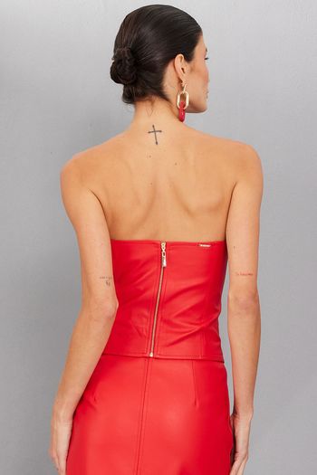 Blusa Feminina Couro Pu Smk Vermelho Médio PP / Vermelho Médio