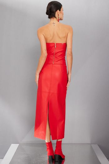 Blusa Feminina Couro Pu Smk Vermelho Médio PP / Vermelho Médio
